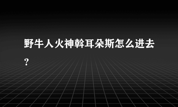 野牛人火神斡耳朵斯怎么进去？