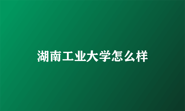 湖南工业大学怎么样