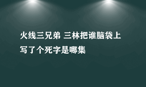 火线三兄弟 三林把谁脑袋上写了个死字是哪集