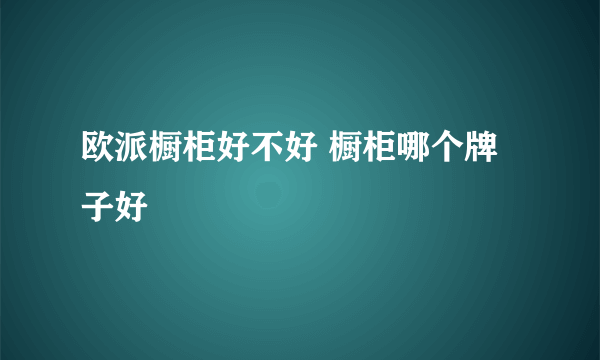 欧派橱柜好不好 橱柜哪个牌子好