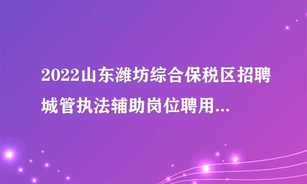 2022山东潍坊综合保税区招聘城管执法辅助岗位聘用职员6人公告