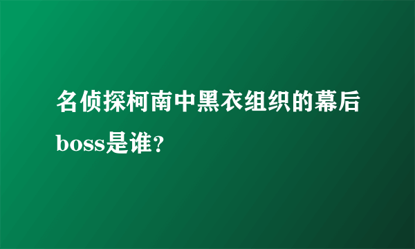名侦探柯南中黑衣组织的幕后boss是谁？