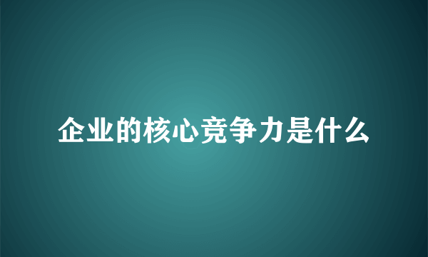 企业的核心竞争力是什么