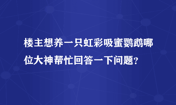 楼主想养一只虹彩吸蜜鹦鹉哪位大神帮忙回答一下问题？