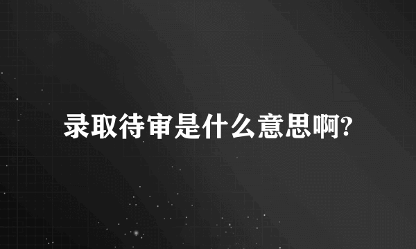 录取待审是什么意思啊?