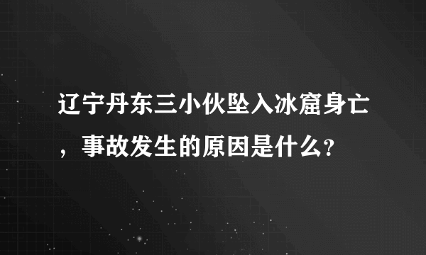 辽宁丹东三小伙坠入冰窟身亡，事故发生的原因是什么？
