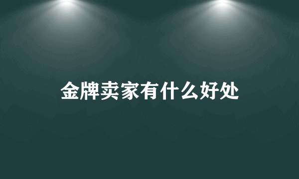 金牌卖家有什么好处