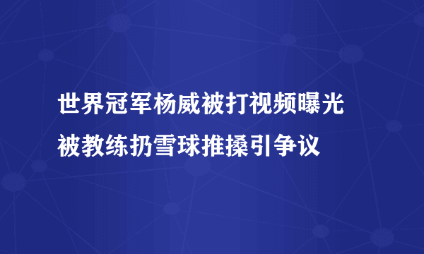 世界冠军杨威被打视频曝光 被教练扔雪球推搡引争议