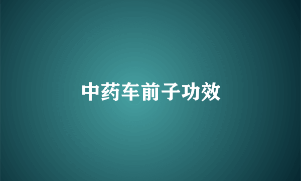 中药车前子功效
