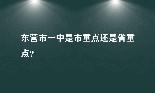 东营市一中是市重点还是省重点？