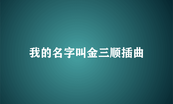 我的名字叫金三顺插曲
