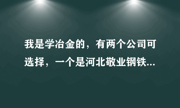 我是学冶金的，有两个公司可选择，一个是河北敬业钢铁，另一个邢台机械轧辊厂，哪个比较好？