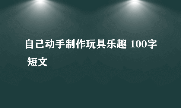 自己动手制作玩具乐趣 100字 短文