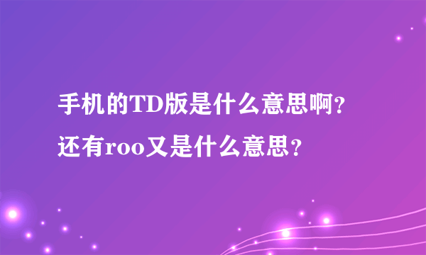 手机的TD版是什么意思啊？还有roo又是什么意思？