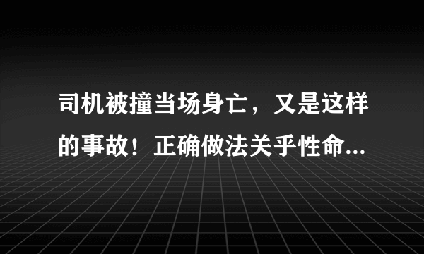 司机被撞当场身亡，又是这样的事故！正确做法关乎性命，你必须知道！