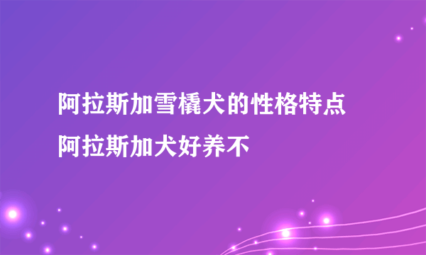 阿拉斯加雪橇犬的性格特点 阿拉斯加犬好养不