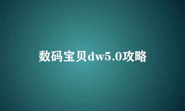 数码宝贝dw5.0攻略