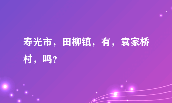 寿光市，田柳镇，有，袁家桥村，吗？