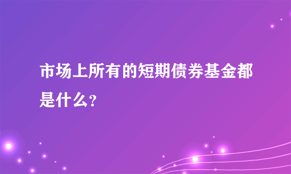 市场上所有的短期债券基金都是什么？
