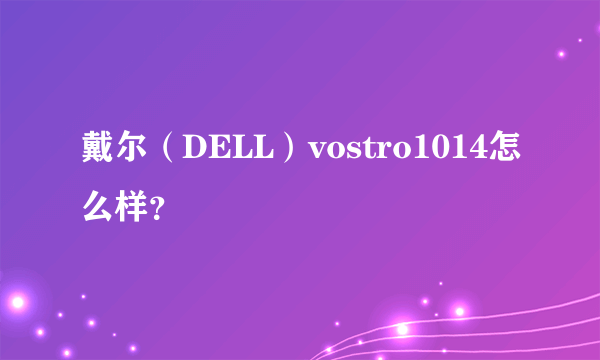 戴尔（DELL）vostro1014怎么样？