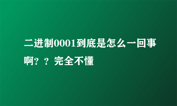 二进制0001到底是怎么一回事啊？？完全不懂