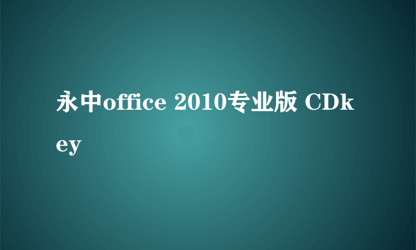 永中office 2010专业版 CDkey