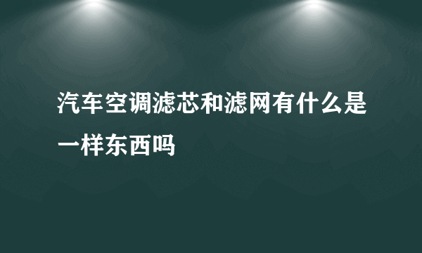 汽车空调滤芯和滤网有什么是一样东西吗