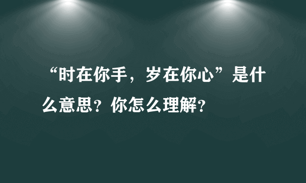 “时在你手，岁在你心”是什么意思？你怎么理解？
