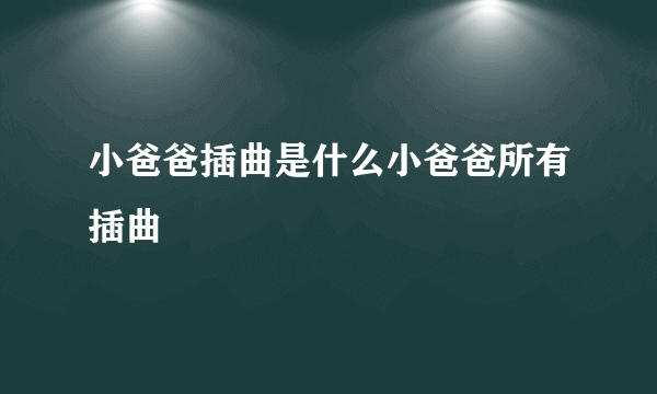 小爸爸插曲是什么小爸爸所有插曲
