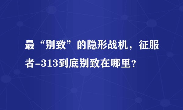 最“别致”的隐形战机，征服者-313到底别致在哪里？