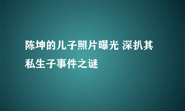 陈坤的儿子照片曝光 深扒其私生子事件之谜