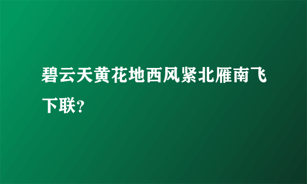碧云天黄花地西风紧北雁南飞下联？