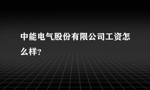 中能电气股份有限公司工资怎么样？