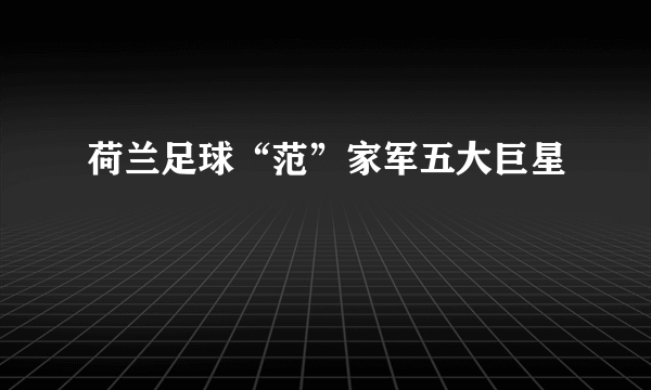 荷兰足球“范”家军五大巨星