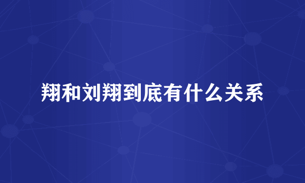 翔和刘翔到底有什么关系
