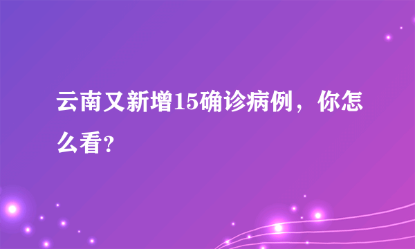 云南又新增15确诊病例，你怎么看？