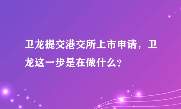 卫龙提交港交所上市申请，卫龙这一步是在做什么？