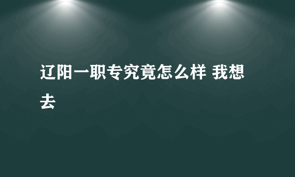辽阳一职专究竟怎么样 我想去