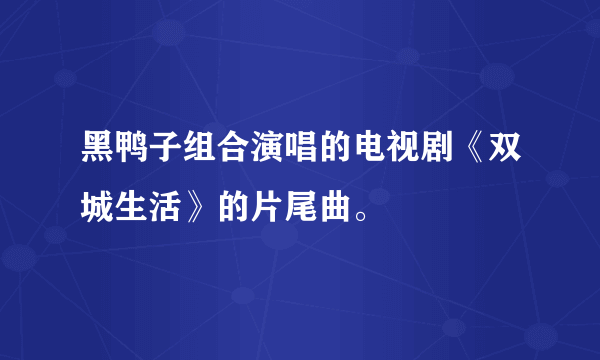黑鸭子组合演唱的电视剧《双城生活》的片尾曲。