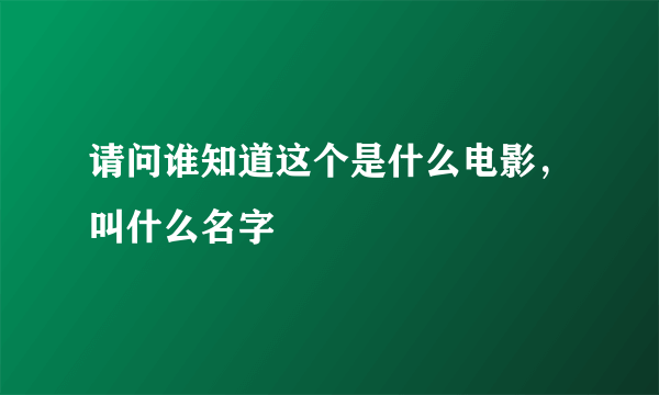 请问谁知道这个是什么电影，叫什么名字