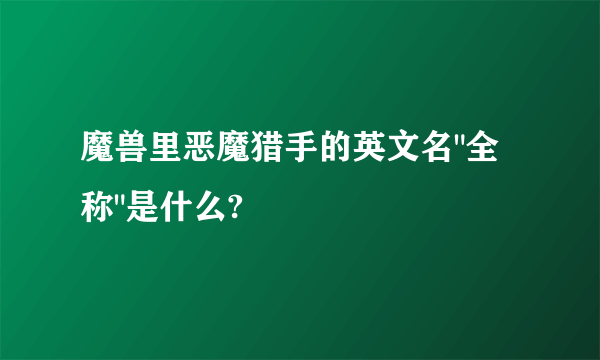 魔兽里恶魔猎手的英文名
