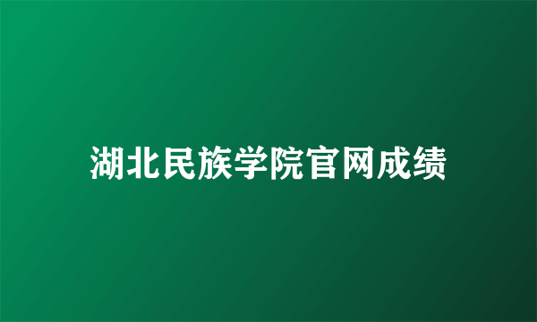 湖北民族学院官网成绩