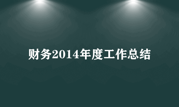 财务2014年度工作总结
