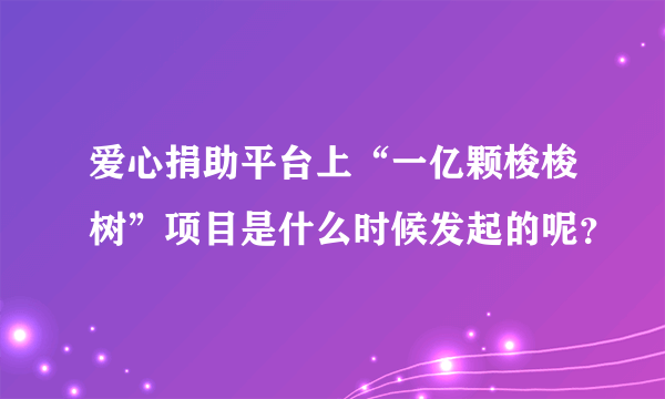 爱心捐助平台上“一亿颗梭梭树”项目是什么时候发起的呢？