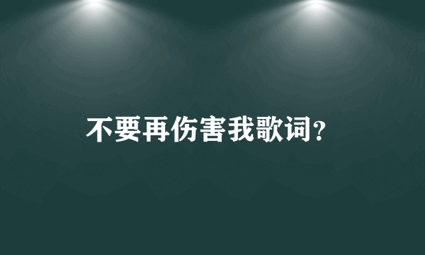 不要再伤害我歌词？