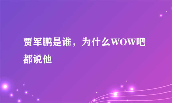 贾军鹏是谁，为什么WOW吧都说他