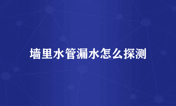 墙里水管漏水怎么探测