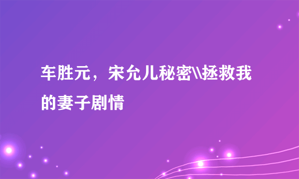 车胜元，宋允儿秘密\\拯救我的妻子剧情