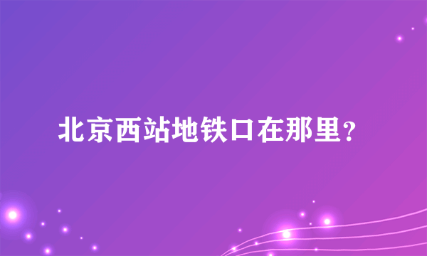 北京西站地铁口在那里？