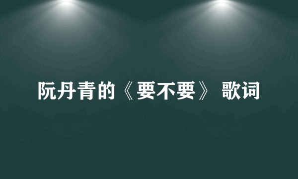 阮丹青的《要不要》 歌词